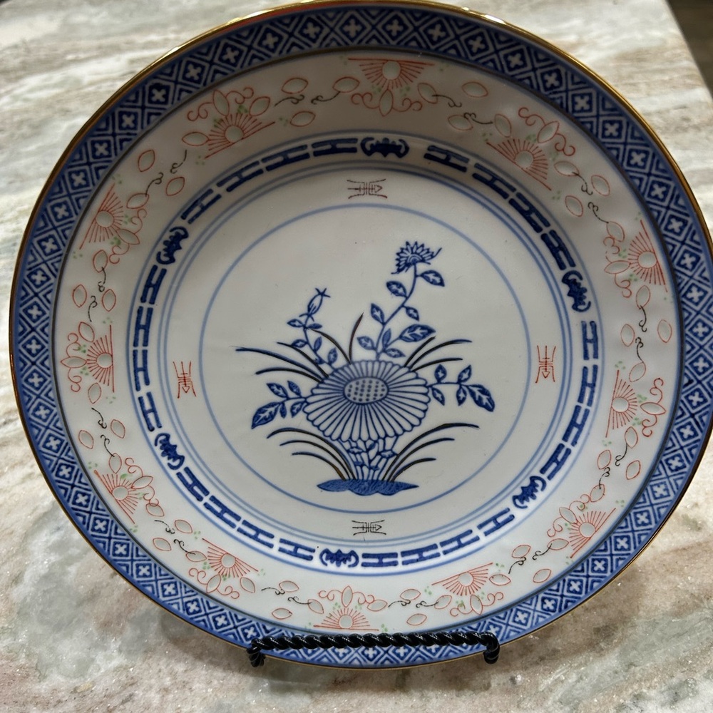 Vintage 1980’s Jingdezhen Porcelain Chinese blue & White Rice Eye (Grain) plate.